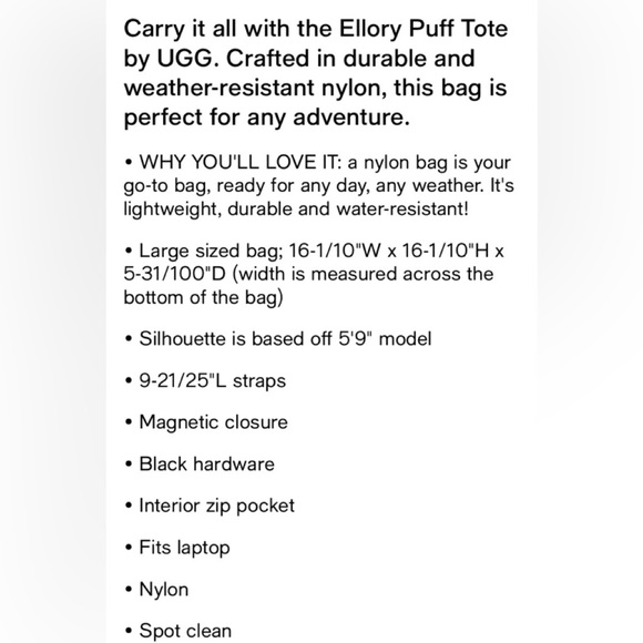 UGG Ellory Puff Tote Bag - Picture 4 of 5